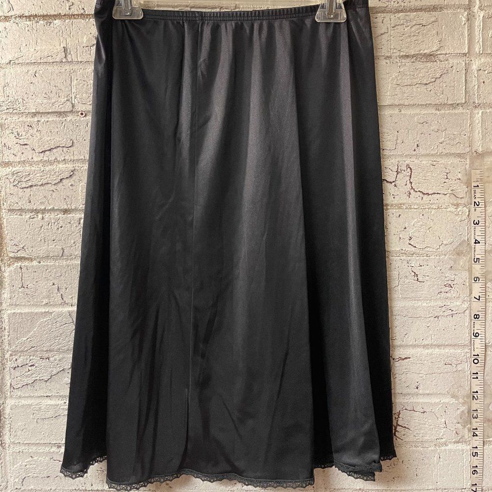 Vintage JC Penny Black Half Lace Slip Small